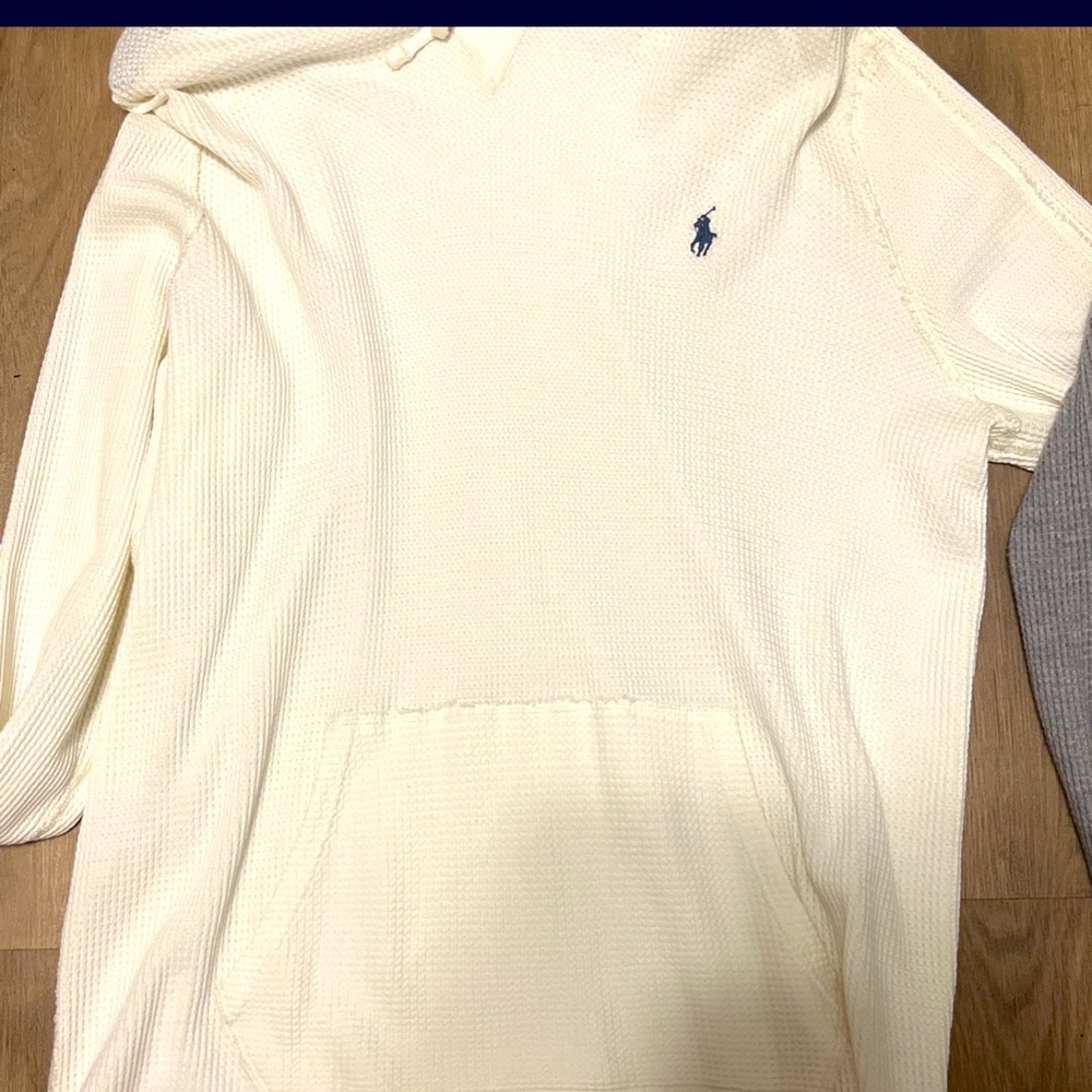 Ralph Lauren thermal hoodie. NWT! Also has front pocket. White w/navy horse logo